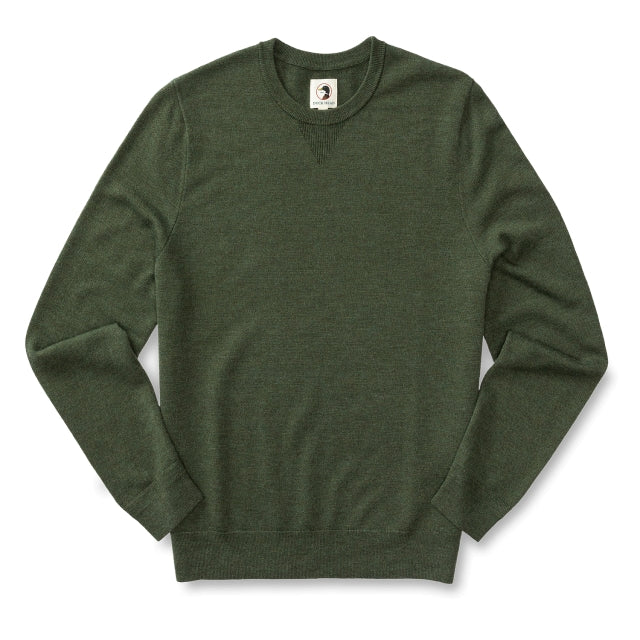 Duck Head Mens Henson Merino Crewneck Sweater Pine Green Heather