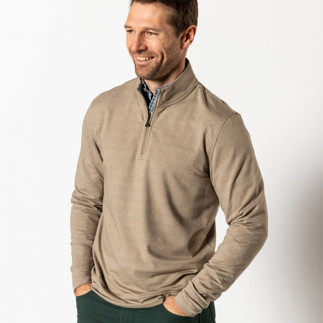 Duck Head Dunmore Performance 1/4 Zip Pullover Walnut Heather