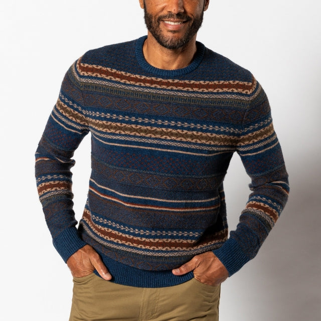 Duck Head Birch Fair Isle Crewneck Sweater Maritime Blue Heather