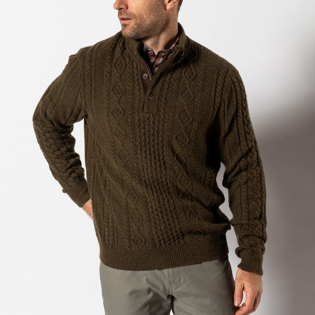 Duck Head Haines 1/4 Zip Cable Knit Sweater Olive