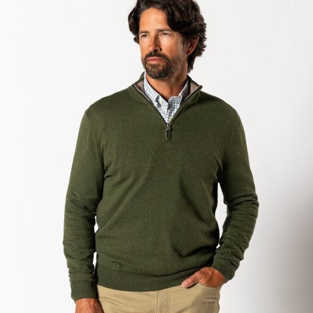 Duck Head Ridley 1/4 Zip Sweater Deep Olive