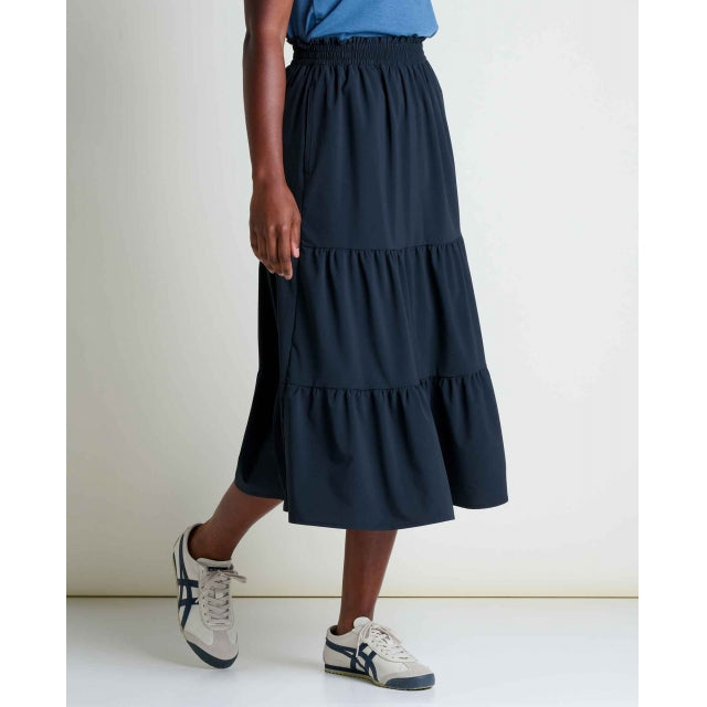 Toad&Co Womens Sunkissed Tiered Midi Skirt Black
