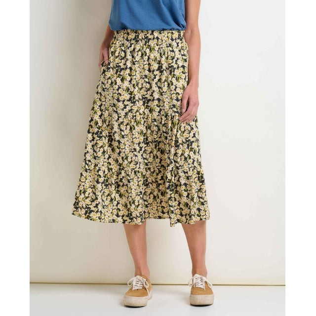 Toad&co Sunkissed Tiered Midi Skirt Barley Daisy Field Print
