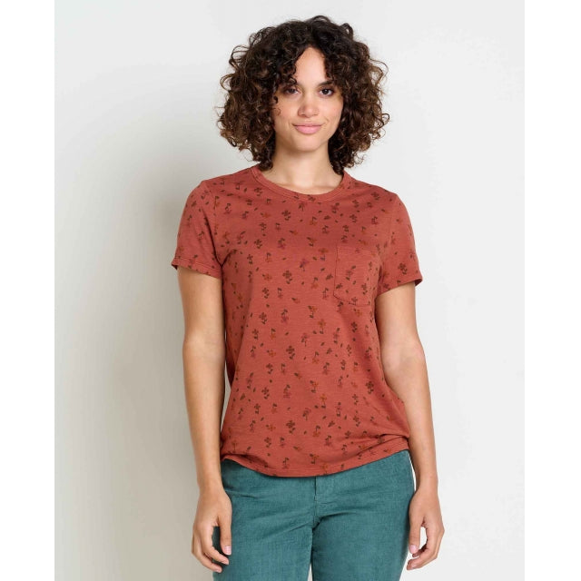 Toad&Co Womens Primo SS Crew Cinnamon Floral Print