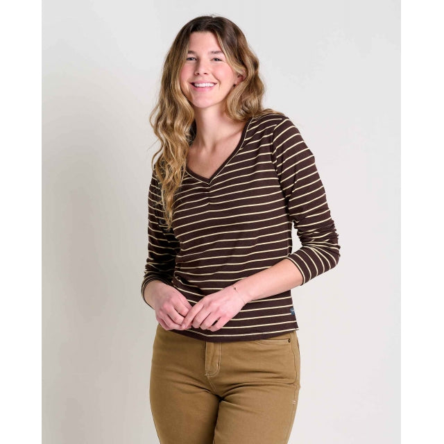 Toad&Co Womens Rose LS Tee Carob Stripe