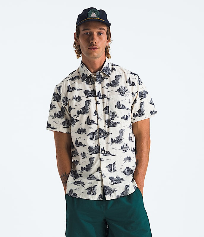 The North Face Mens S/S Baytrail Pattern Shirt White Dune Yosemite Toile Print