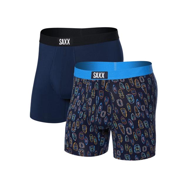 Saxx Ultra Super Soft (2 Pack) Open Fly Boxer Briefs Bunch O' Boats/Maritime