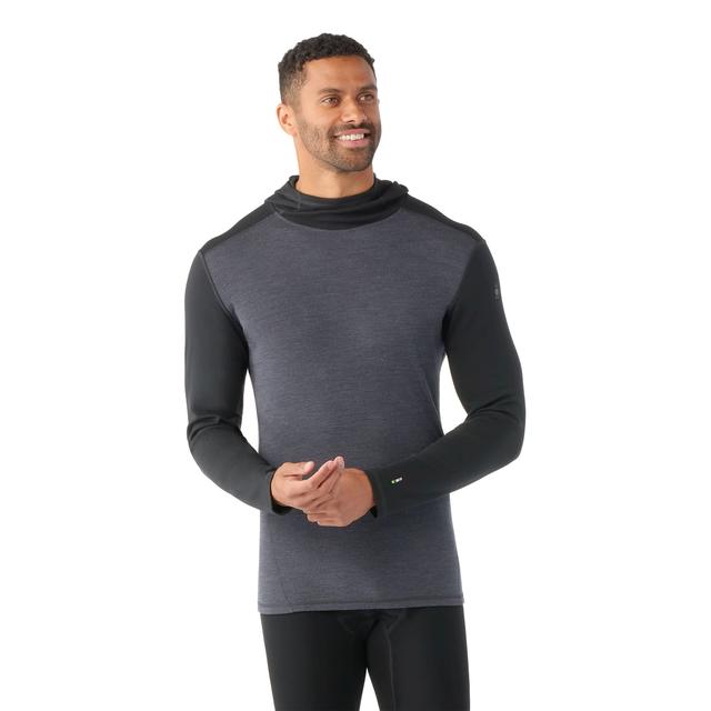 Smartwool Mens Classic Thermal Merino Base Layer Hoodie Black-Charcoal Heather
