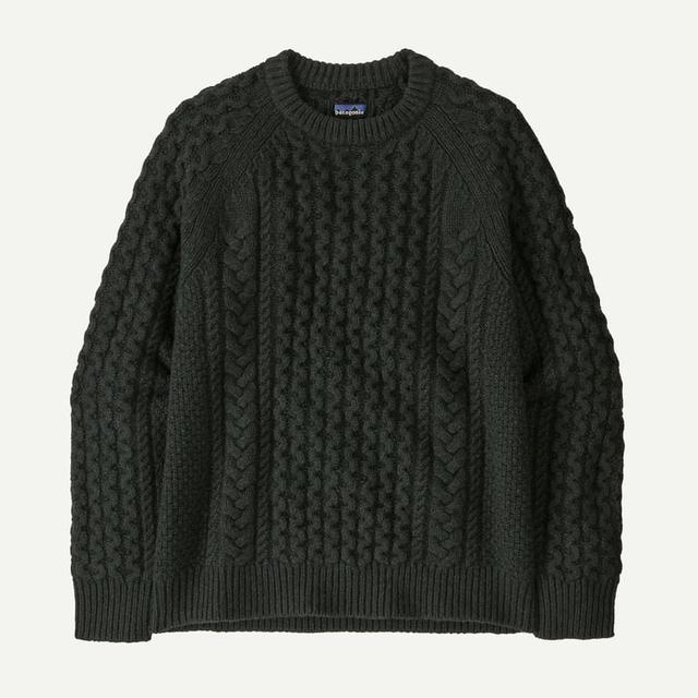 Patagonia Recycled Wool-blend Cable Knit Crewneck Sweater Old Growth Green